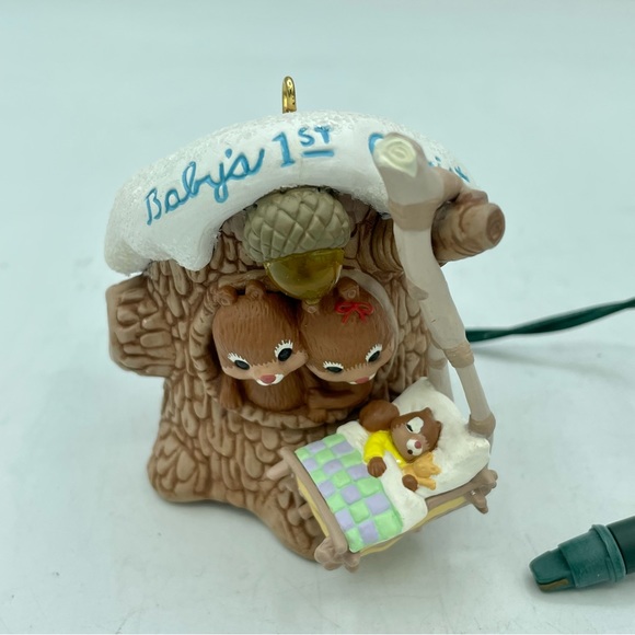 1994 Hallmark Baby’s First Christmas Ornament Lights Music Magic Squirrels - Picture 3 of 12
